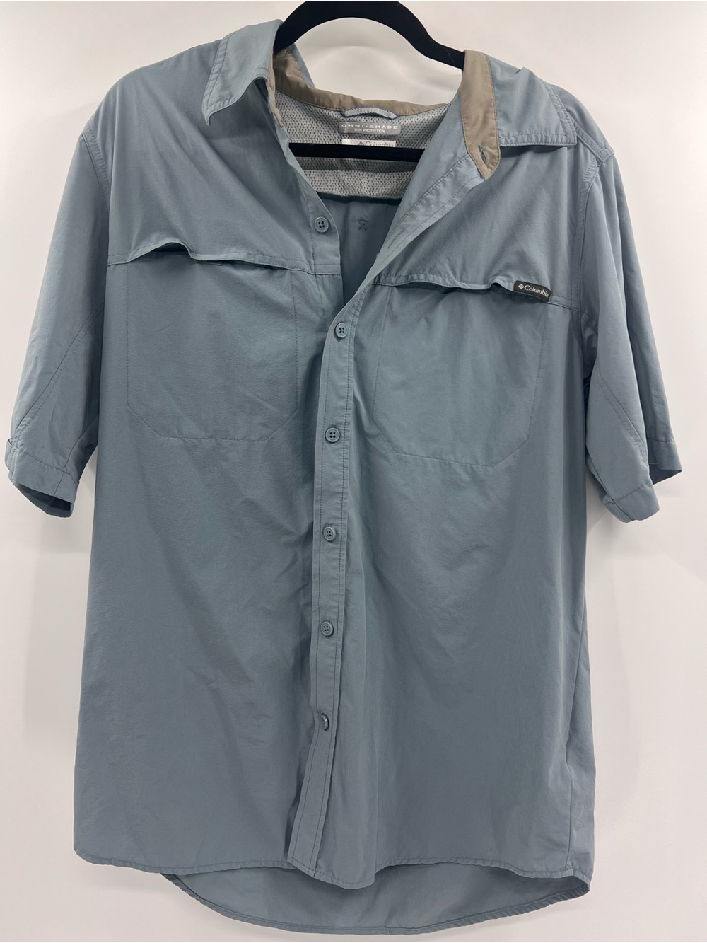 Columbia Omni-Shade Sun Protection Fishing Shirt Blue Large - Picture 2 of 8